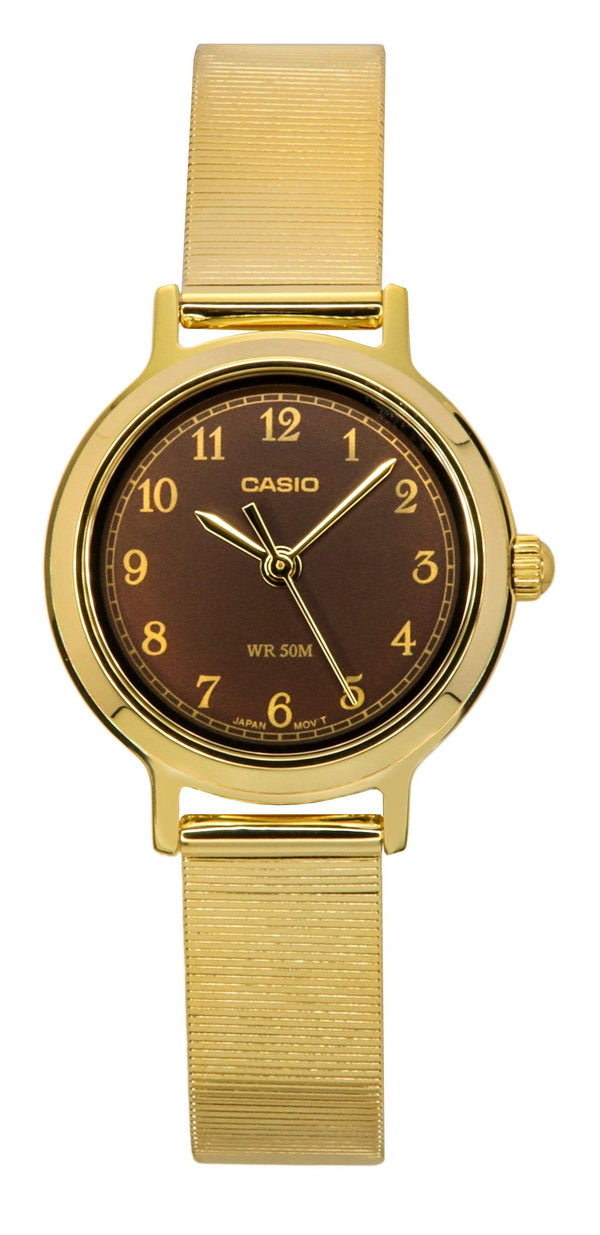 Casio Standard Analog Gold Tone Stainless Steel Brown Dial Quartz LTP-B170G-5BV Womens Watch