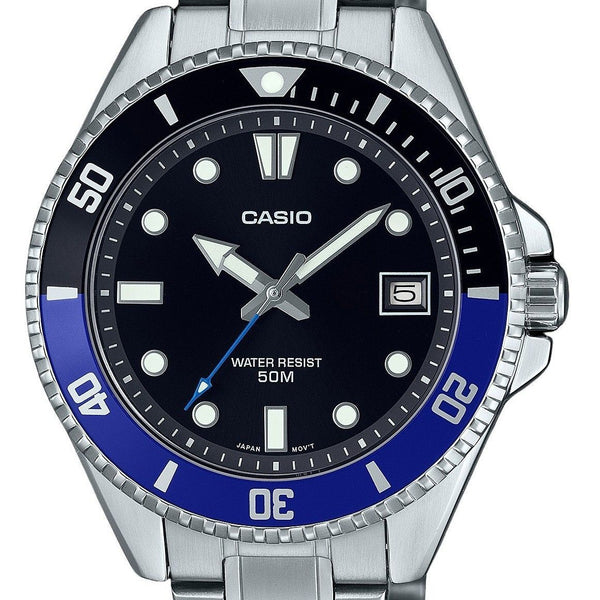 Casio Standard Analog Stainless Steel Black Dial Quartz MDV-10D
