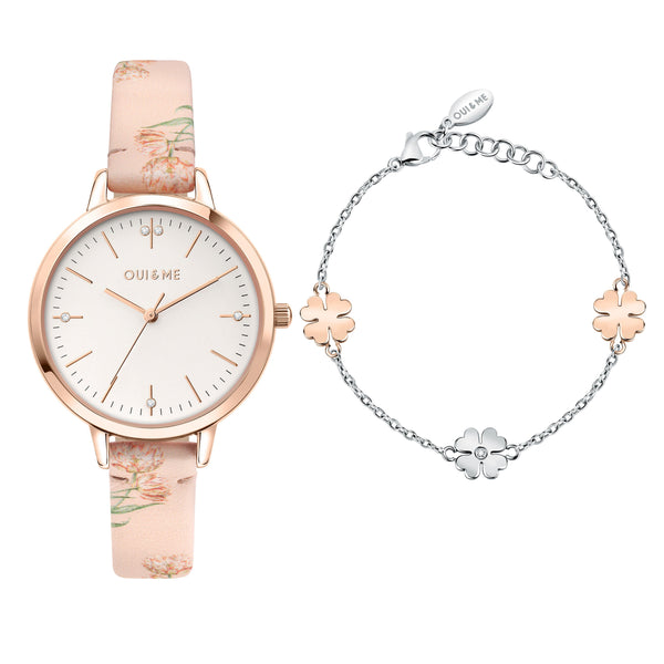 Oui & Me Fleurette Stainless Steel White Dial Quartz ME010304 Women's Watch With Extra Bracelet
