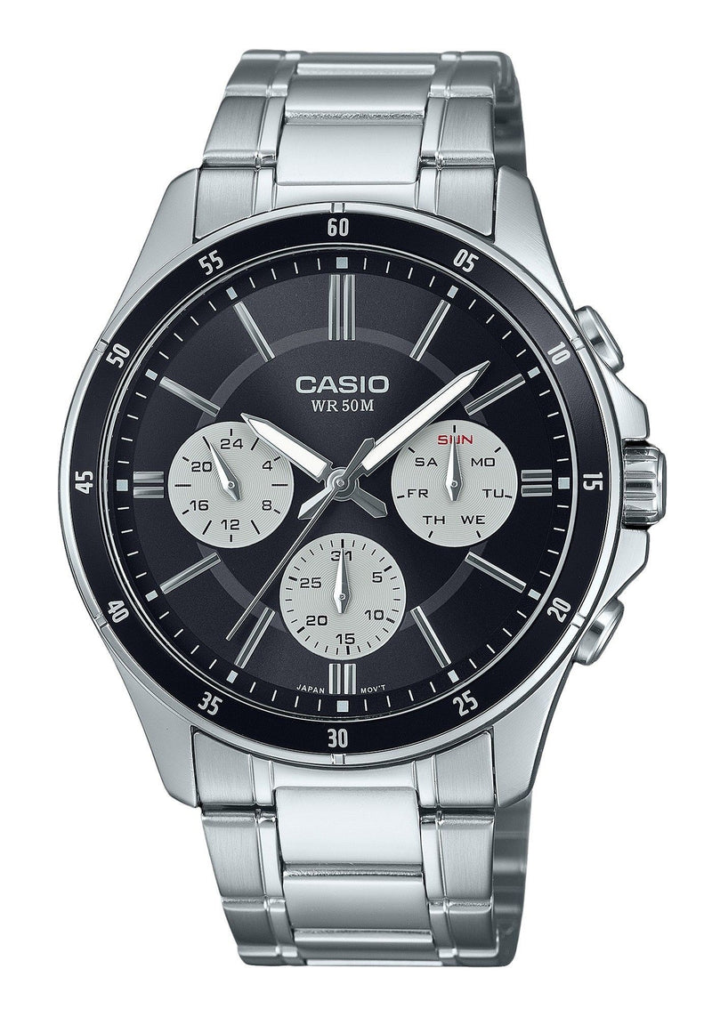 Casio Standard Analog Ion Plated Stainless Steel Black Dial Quartz MTP-1374D-1A3V Men's Watch