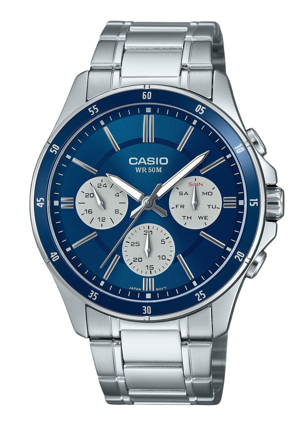 Casio Standard Analog Ion Plated Stainless Steel Blue Dial Quartz MTP-1374D-2A3V Men's Watch