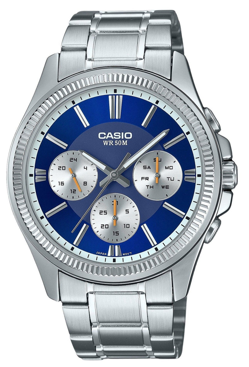 Casio Enticer Analog Stainless Steel Blue Dial Quartz MTP-1375D-2A1 Men's Watch