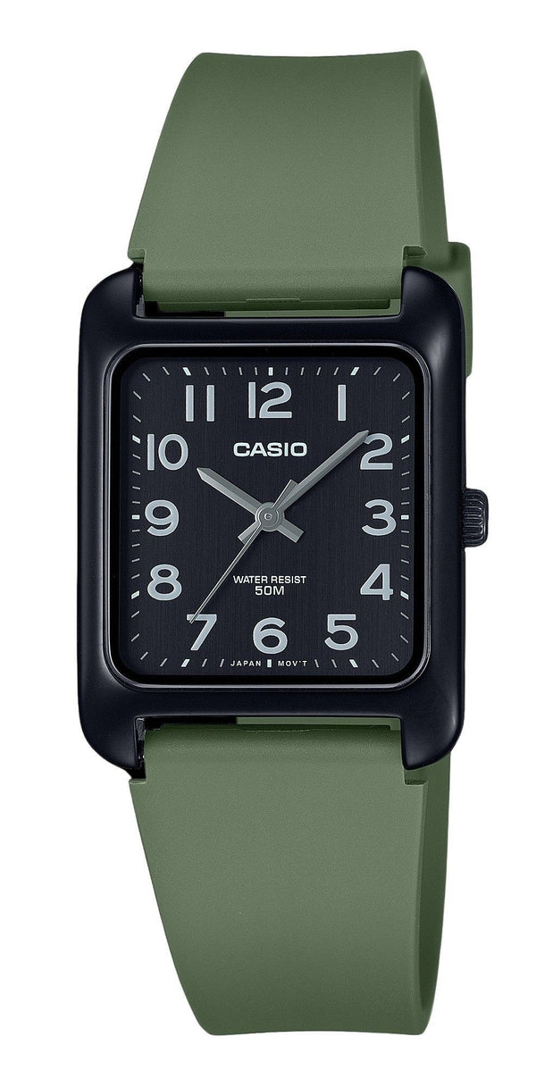 Casio Standard Analog Green Resin Strap Black Dial Quartz MTP-B175-3BV Men's Watch