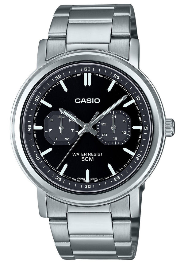 Casio Standard Analog Stainless Steel Black Dial Quartz MTP-E335D-1EV Men's Watch