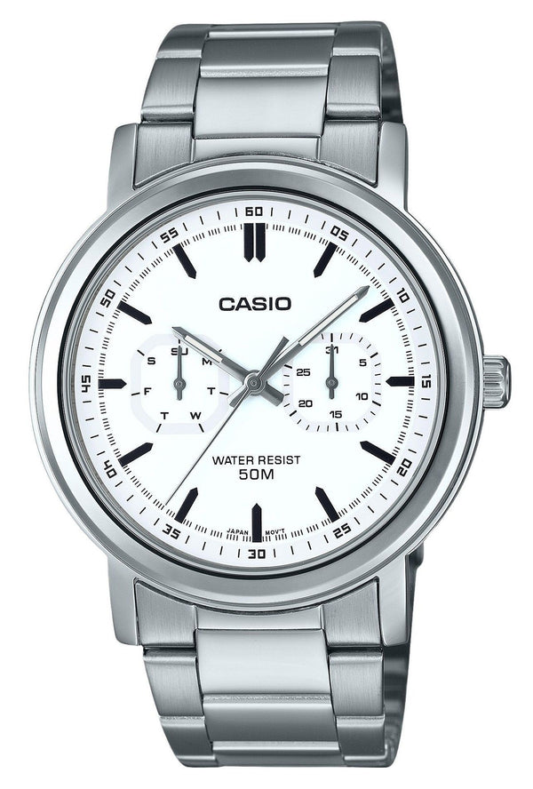 Casio Standard Analog Stainless Steel White Dial Quartz MTP-E335D-7EV Men's Watch