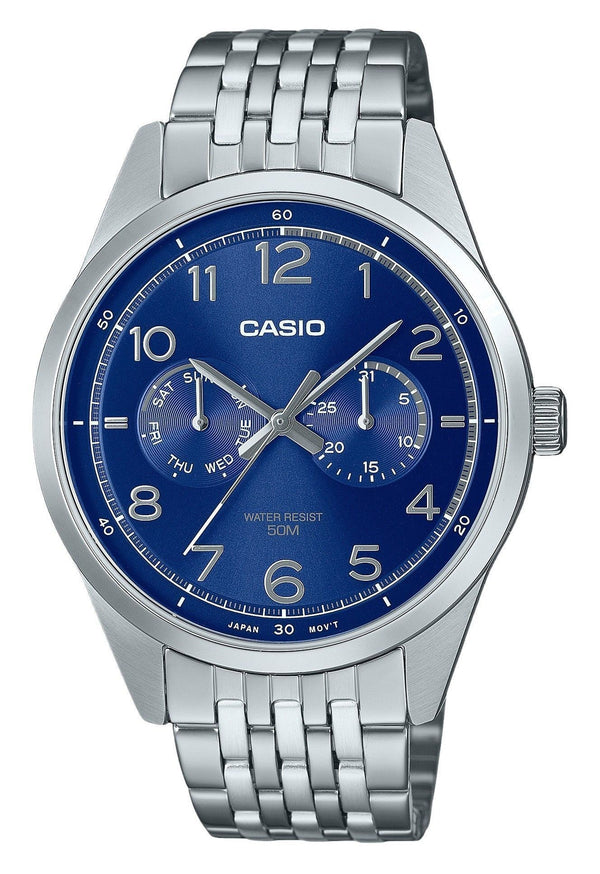 Casio Standard Analog Stainless Steel Blue Dial Quartz MTP-E340D-2AV Men's Watch