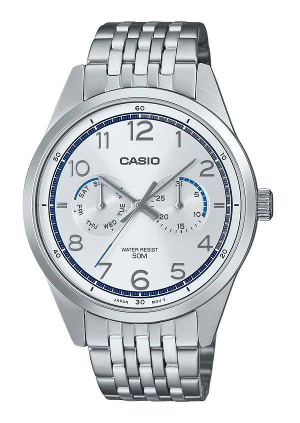 Casio Standard Analog Stainless Steel Silver Dial Quartz MTP-E340D-7AV Men's Watch