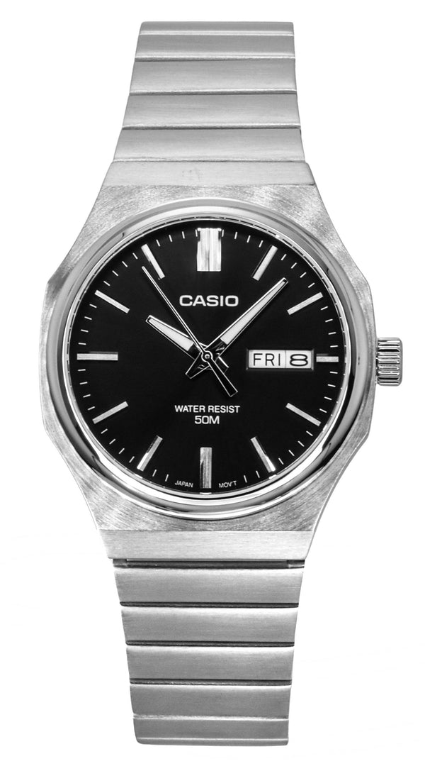 Casio Standard Analog Stainless Steel Black Dial Quartz MTP-E735D-1AV Mens Watch