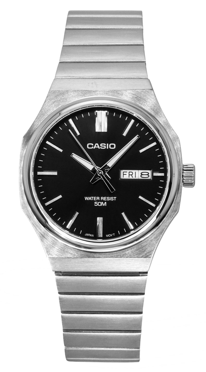 Casio Standard Analog Stainless Steel Black Dial Quartz MTP-E735D-1AV Mens Watch