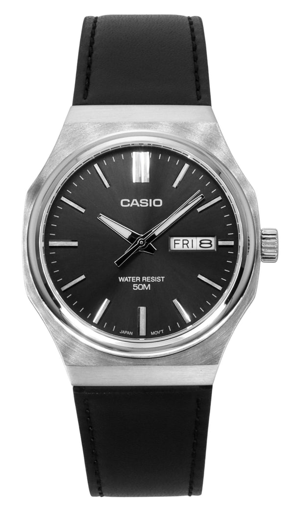 Casio Standard Analog Leather Strap Grey Dial Quartz MTP-E735L-8AV Mens Watch