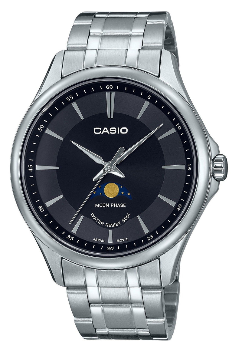 Casio Standard Analog Moon Phase Black Dial Quartz MTP-M100D-1A Men's Watch