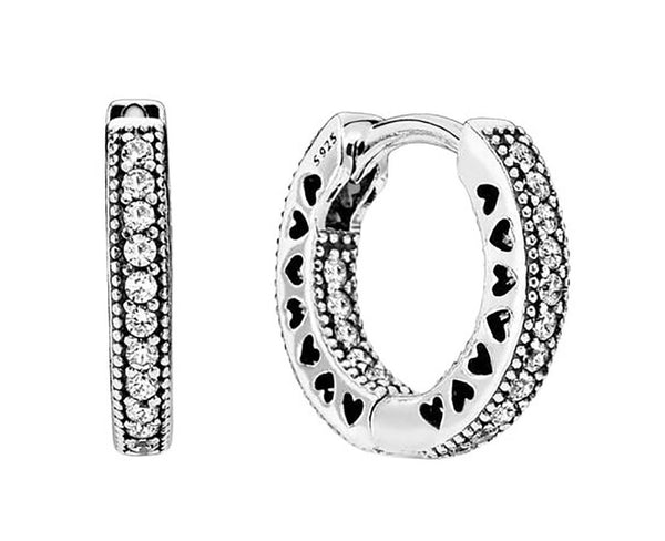 Pandora Pave Heart Hoop Earrings 296317CZ For Women