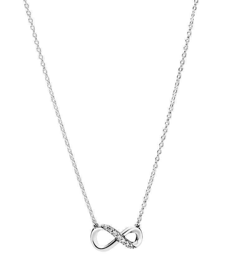 Pandora Moments Infinity Sterling Silver Collier Necklace With Clear Cubic Zirconia 398821C01-50 For Women