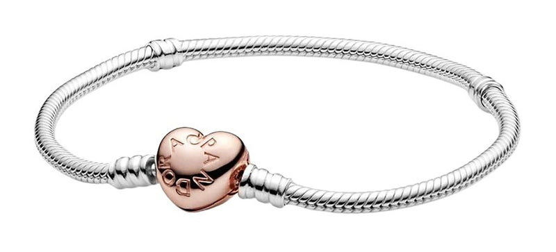 Pandora Moments Heart Clasp Snake Chain Bracelet 580719-17 For Women