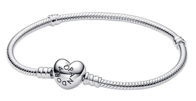 Pandora Moments Silver Bracelet With Heart Shaped Clasp 590719-17 For Women