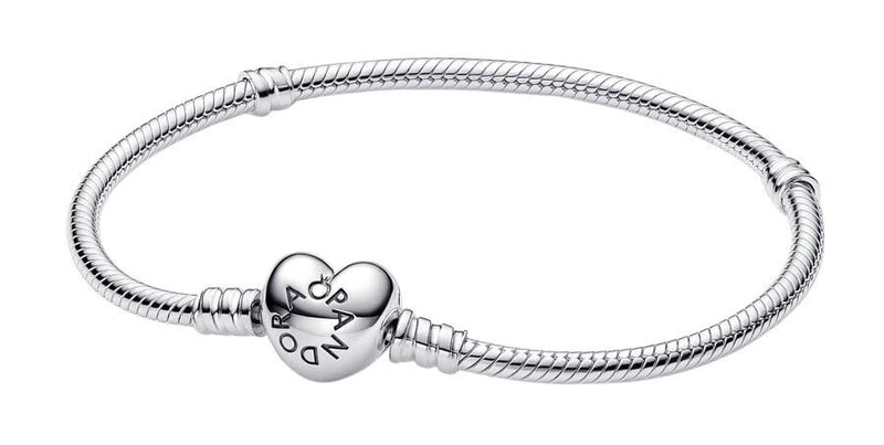 Pandora Moments Silver Bracelet With Heart Shaped Clasp 590719-18 For Women