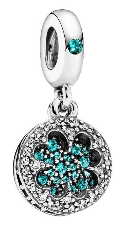 Pandora Silver Lucky Four Leaf Clover Dangle Charm Cubic Zirconia 797906NRGMX For Women