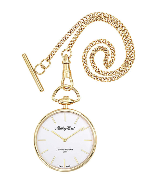 Mathey-Tissot Gold Tone Stainless Steel White Dial Quartz P2PI Unisex Pocket Watch