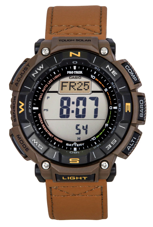 Casio Pro Trek Climber Line Digital Leather Strap Solar PRG-340L-5 100M Mens Watch