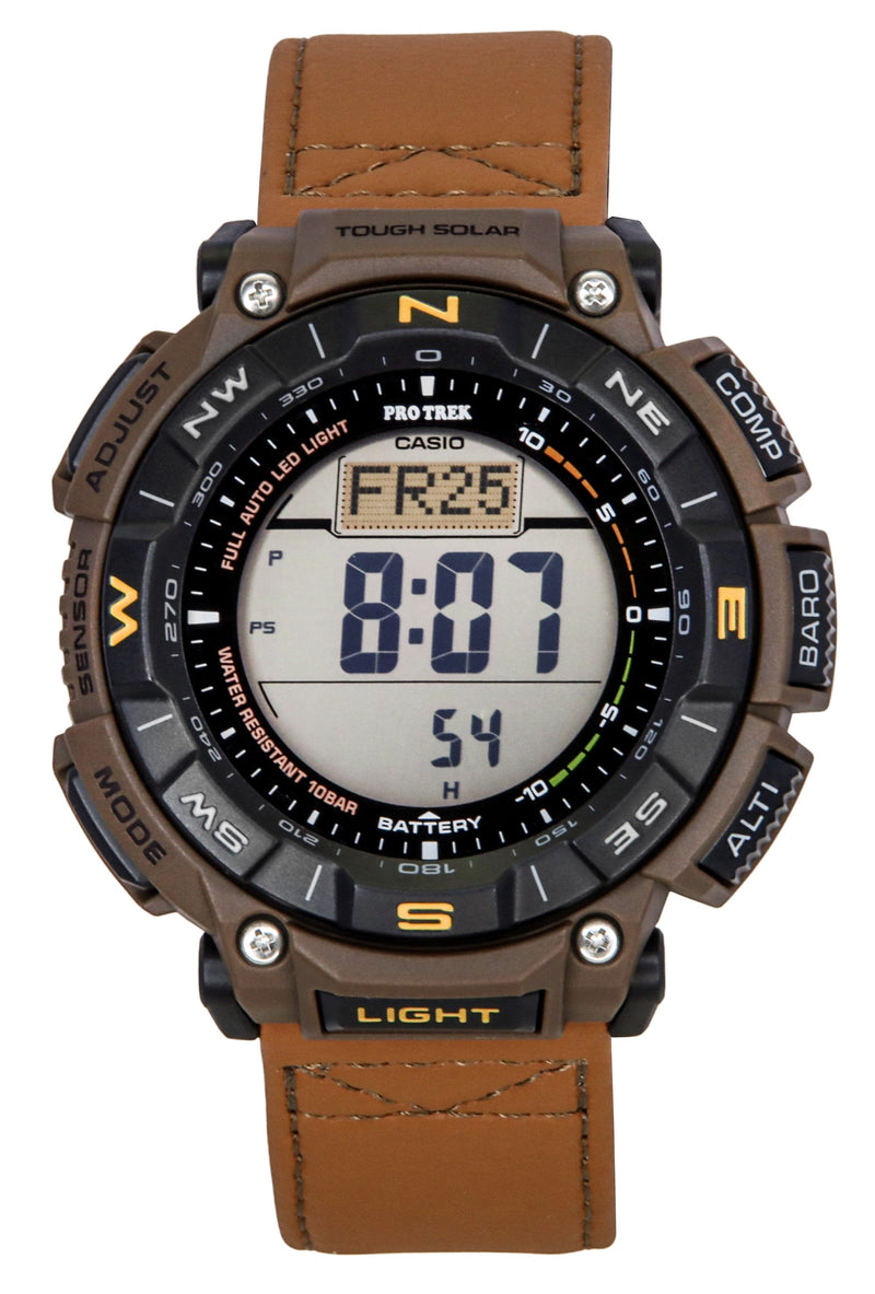 Casio Pro Trek Climber Line Digital Leather Strap Solar PRG-340L-5 100M Mens Watch