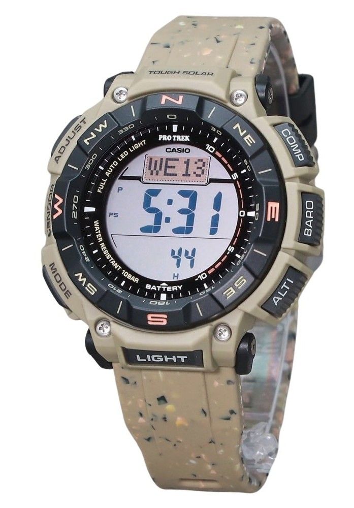 Casio ProTrek Climber Line Digital Beige Silicon Strap Tough Solar PRG-340SC-5 100M Men's Watch