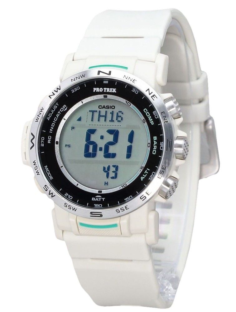 Casio ProTrek Climber Line Digital White Bio Based Resin Strap Tough Solar PRW-35-7 100M Men's Watch