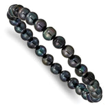 6-7mm Green, Grey, White, Black and Brown Semi-Round Freshwater Cultured Pearl 5-piece Stretch Bracelet Set