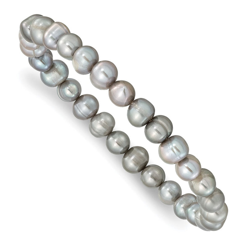 6-7mm Green, Grey, White, Black and Brown Semi-Round Freshwater Cultured Pearl 5-piece Stretch Bracelet Set