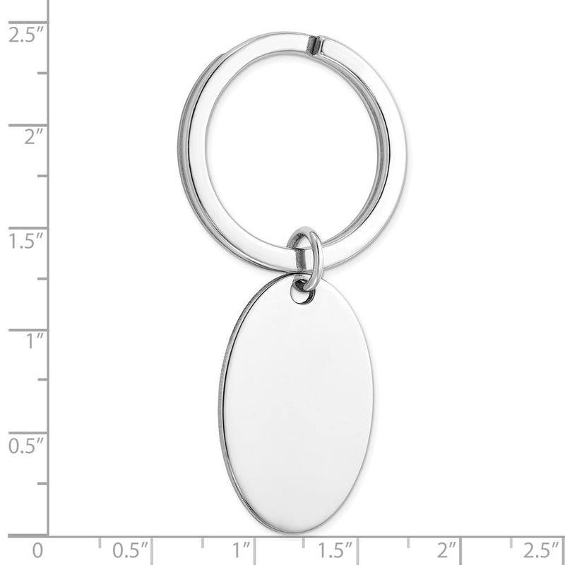 Sterling Silver Rhodium-plated Oval Key Ring