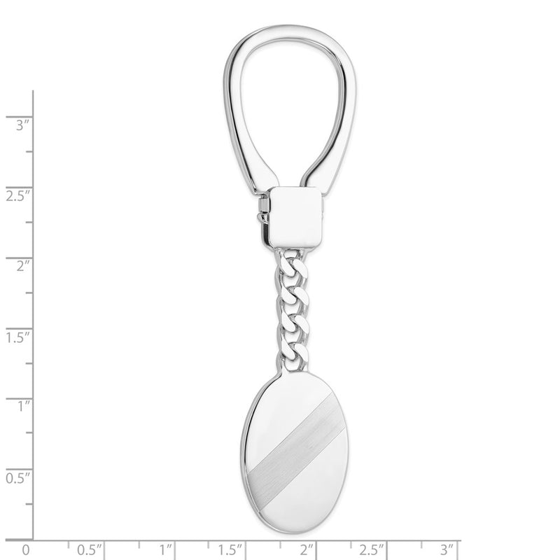 Sterling Silver Rhodium Plated Brushed & Polished Key Chain