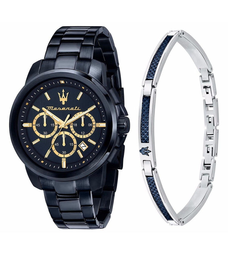 Maserati Successo Chronograph Stainless Steel Blue Dial Quartz R8873621042 Men's Watch With Extra Bracelet