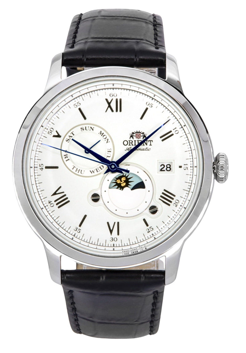 Orient Bambino Version 9 Sun And Moon Phase White Dial Automatic RA-AK0802S10B RA-AK0802S30B Men's Watch