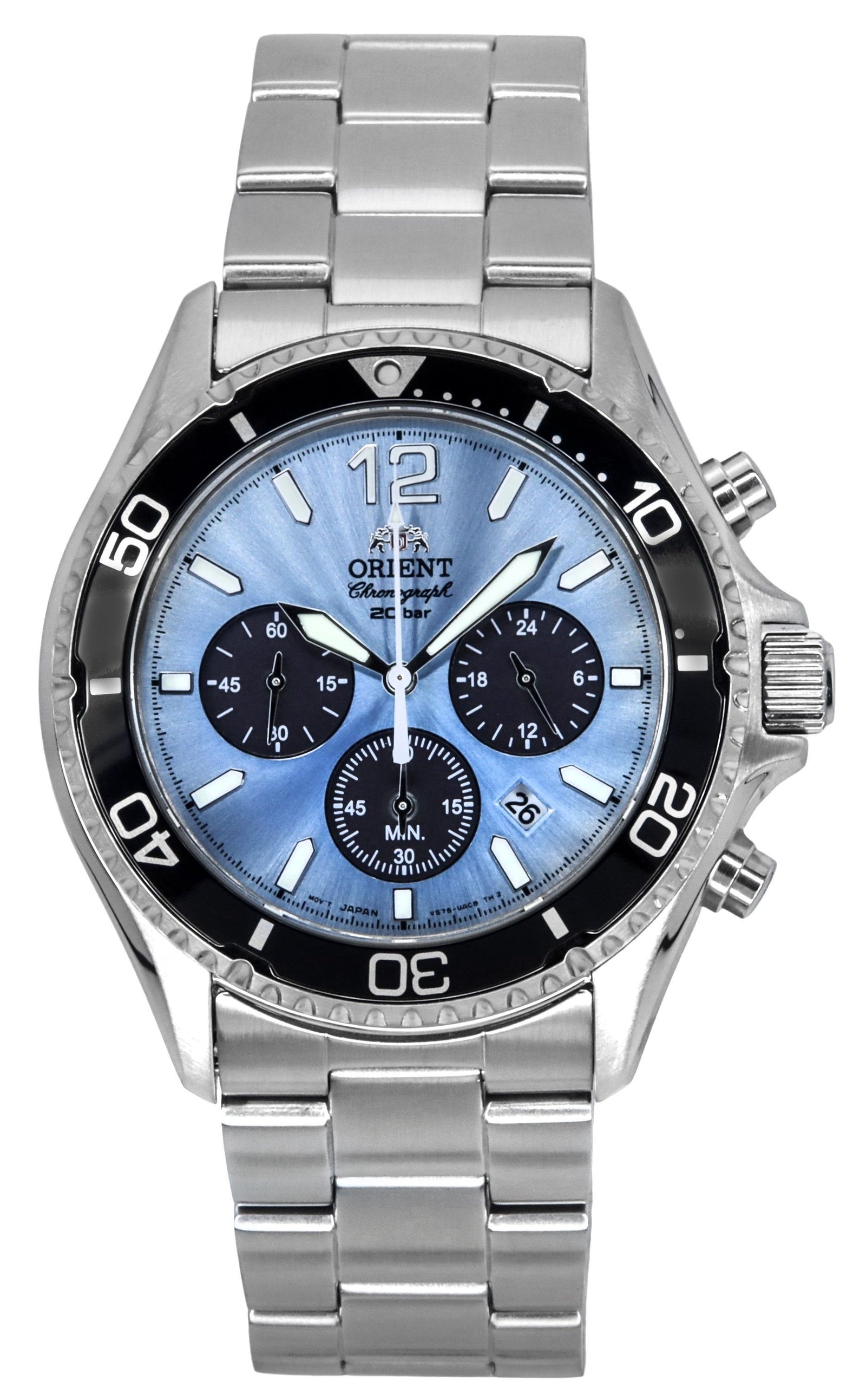 Orient Sports Chronograph Stainless Steel Sky Blue Dial Quartz