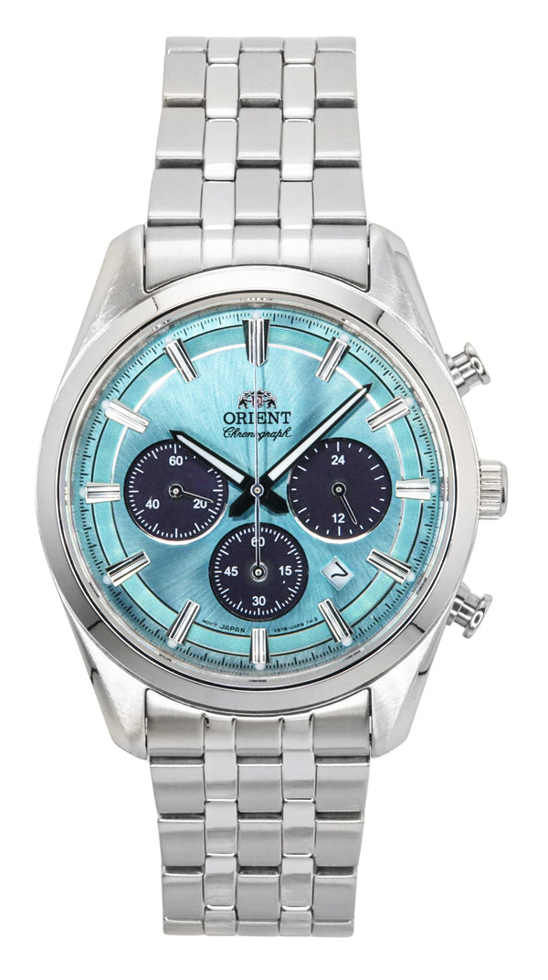 Orient Contemporary Chronograph Stainless Steel Sky Blue Dial Quartz RA-TX0304L Mens Watch