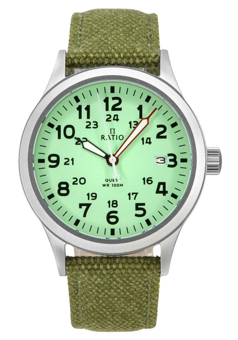 Ratio Quest Men's Field Watch Sapphire Canvas Strap Quartz RTQ021 100M Lewis And Clark Edition