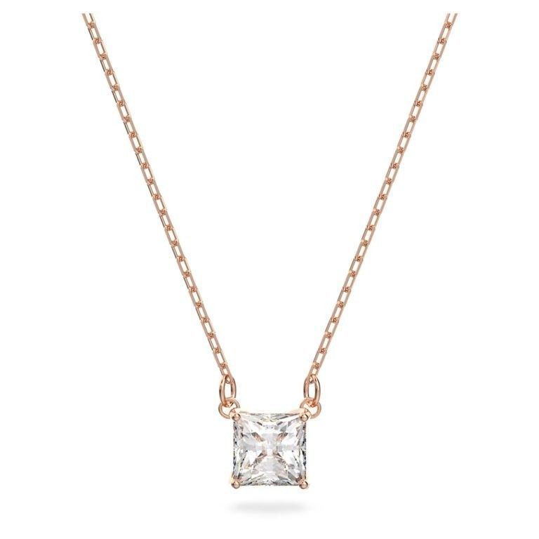 Swarovski Stilla Attract Clear Crystals And Rose Gold Tone Necklace 5510698 For Women