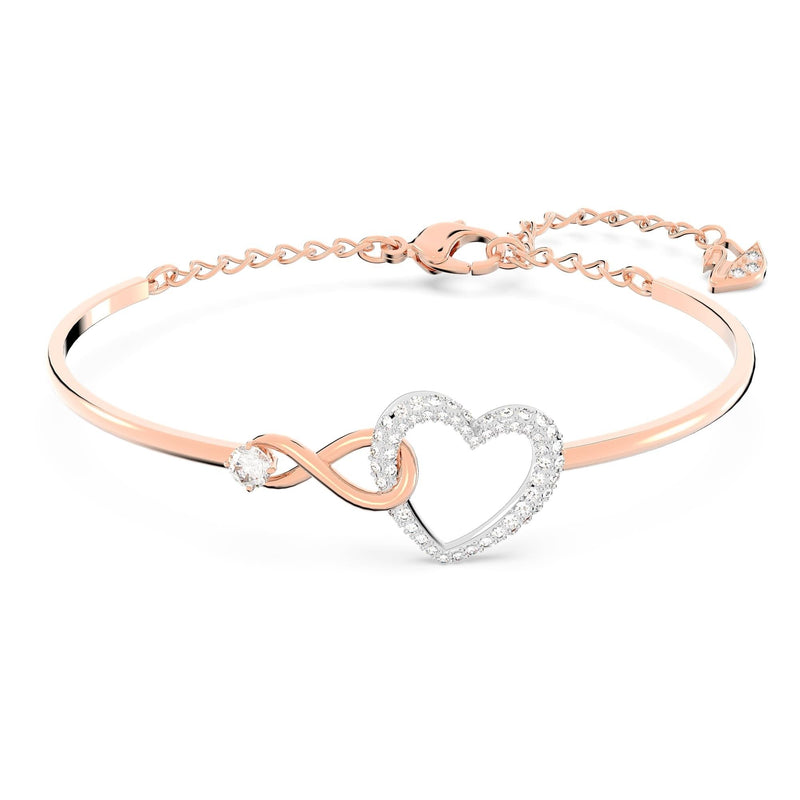 Swarovski Hyperbola Infinity And Heart Mixed Metal Finish And Zirconia Bangle 5518869 For Women