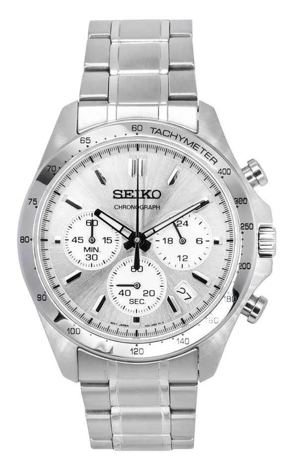 Seiko Spirit Chronograph Stainless Steel Silver Dial Quartz SBTR009 100M Men's Watch