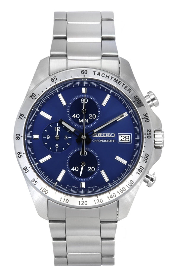 Seiko Spirit Chronograph Stainless Steel Blue Dial Quartz SBTR023 100M Men's Watch