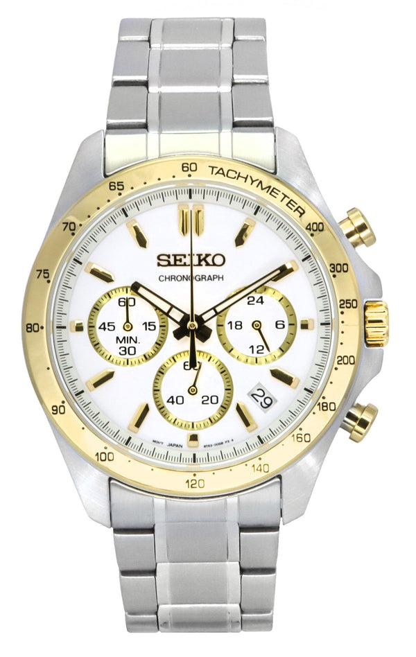 Seiko Spirit Chronograph Stainless Steel White Dial Quartz SBTR024 100M Men's Watch