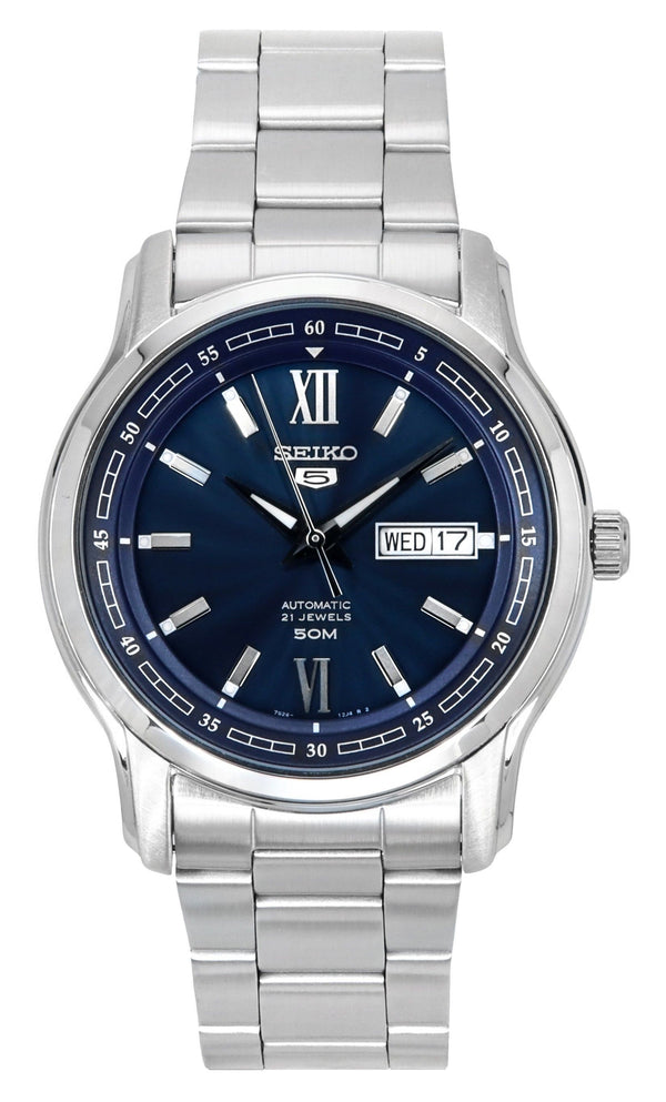 Seiko 5 Analog Stainless Steel Blue Dial Automatic SNKP17K1 Mens Watch