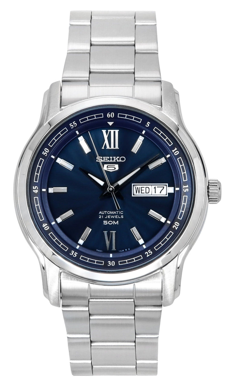 Seiko 5 Analog Stainless Steel Blue Dial Automatic SNKP17K1 Mens Watch