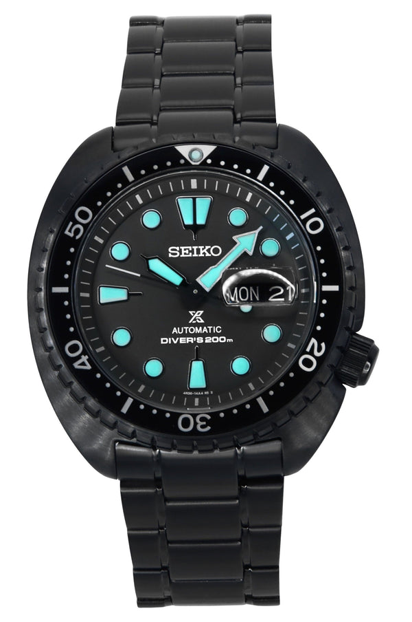 Seiko Prospex Black Series Night Vision Turtle Black Dial Automatic Divers SRPK43K1 200M Mens Watch