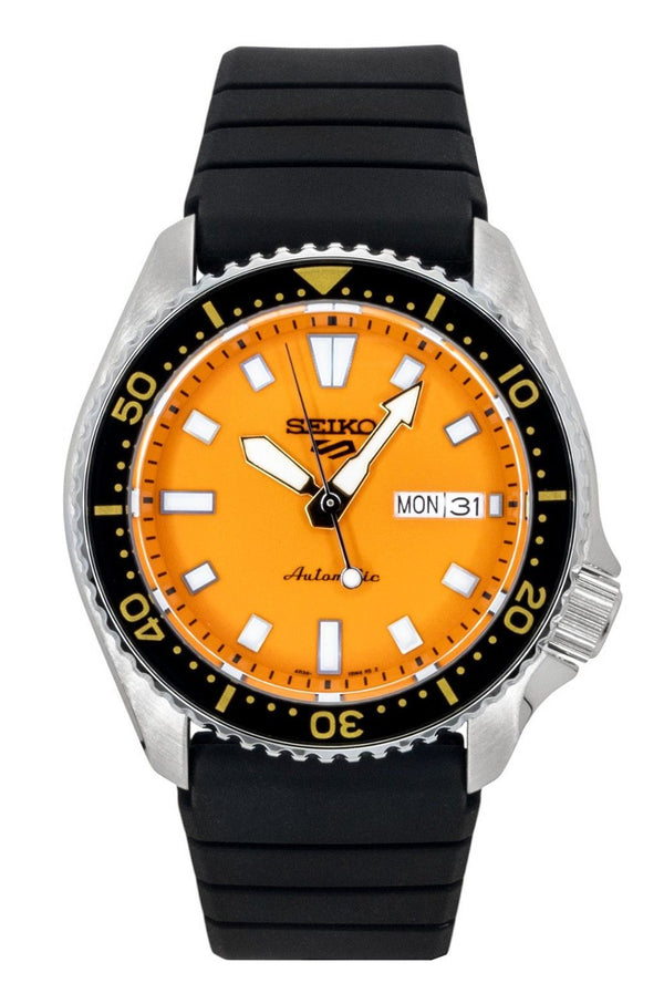 Seiko 5 Sports SKX Redux Silicone Strap Orange Dial Automatic SRPL89K1 100M Mens Watch