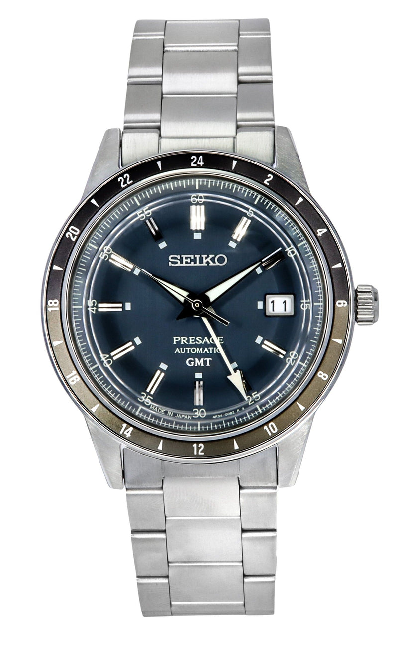 Seiko Presage Style60's GMT Stainless Steel Blue Dial Automatic SSK009J1 Men's Watch