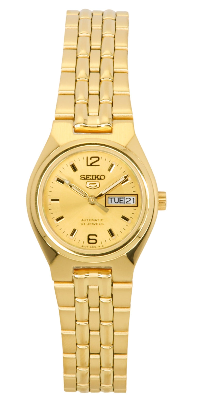 Seiko 5 Gold Tone Stainless Steel Gold Dial Automatic SYMK36K1 Womens Watch