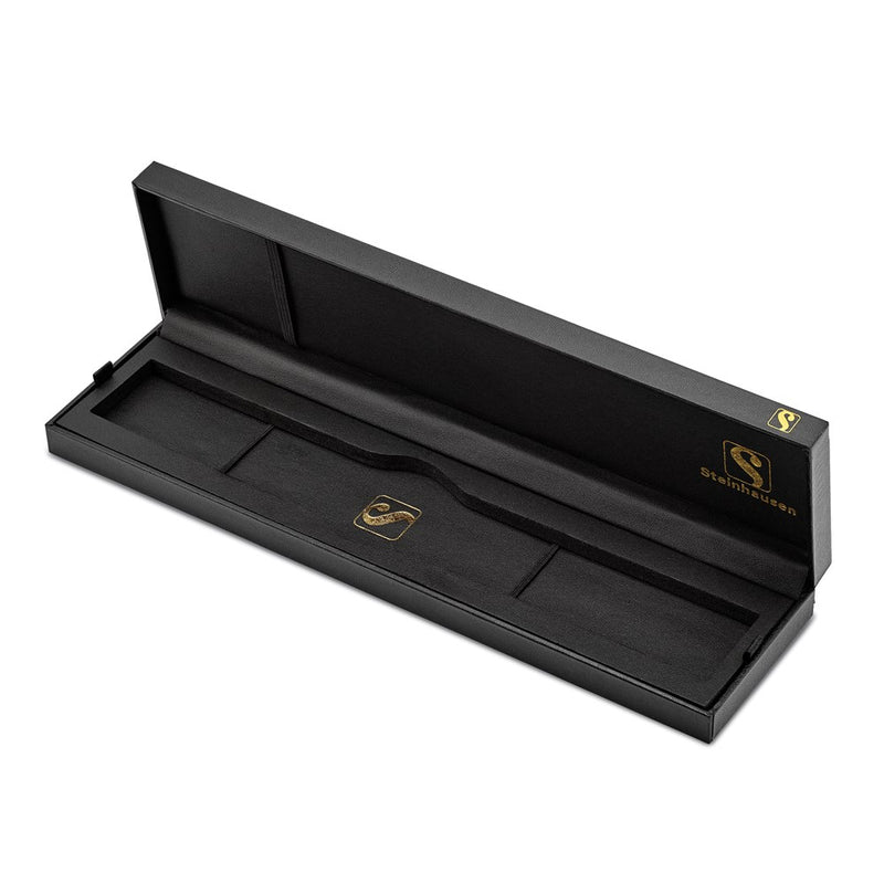 Steinhausen Altdorf Stainless Steel White Flinque Dial with Black Leather Quick Release Band Watch