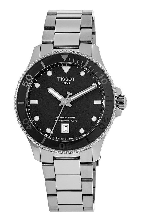 Tissot T-Sport Seastar 1000 Stainless Steel Black Dial Quartz Diver's T120.210.11.051.00 300M Unisex Watch