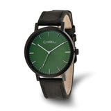 Chisel Matte Black IP-plated Green Dial Black Leather Band with Quick Release Watch