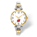 LogoArt University of Wisconsin Elegant Ladies Two-tone Quartz Bracelet Watch